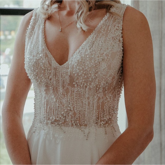 Justin Alexander A-line Wedding Dress Ivory/Nude,Tag Size 8/Street Size 4,#88003 - Picture 4 of 16